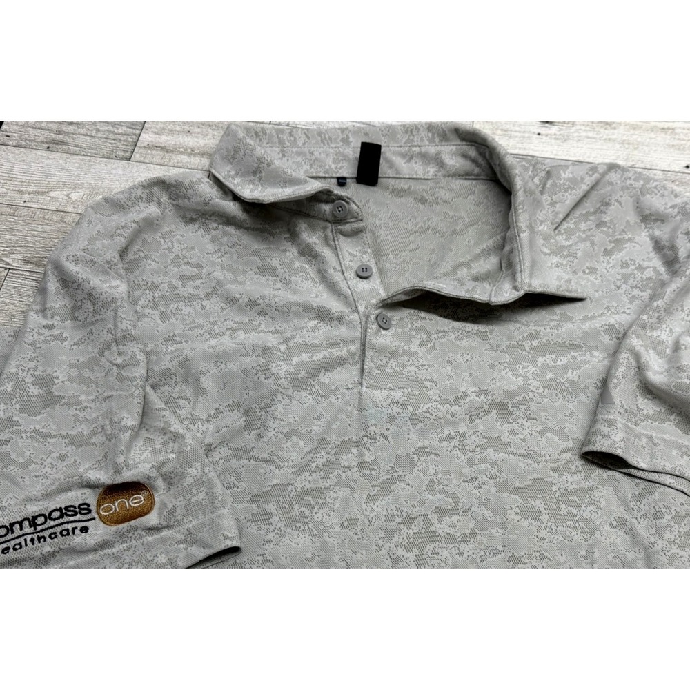 Adidas Golf Textured Jacquard Polo Shirt Mens Gray SZ 2X Compass One Healthcare